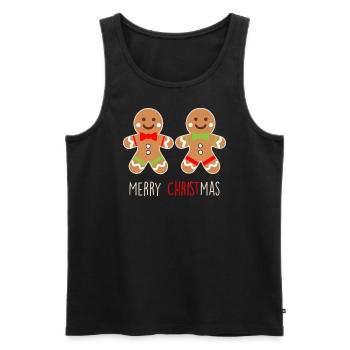 Gingerbread Duo - Funny Christmas Design - Men's Premium Organic Tank Top - black - Front - AI Model Male 178 light (178cm)
