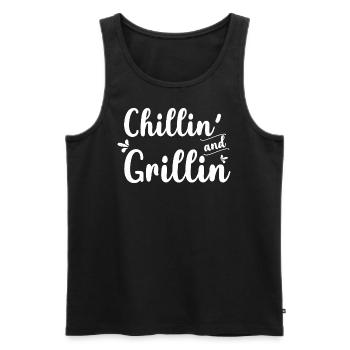 Chillin And Grillin- Grill Tshirt - Men's Premium Organic Tank Top - black - Front - AI Model Male 178 light (178cm)