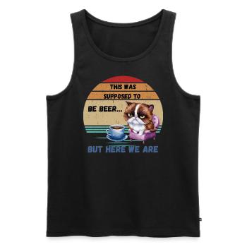 This was supposed to be beer but here we are - Men's Premium Organic Tank Top - black - Front - Michal (187cm)