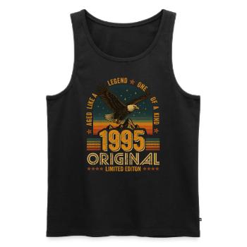 Jahrgang 1995 30.Geburtstag Original 1995 Vintage - Männer Premium Bio Tank Top - Schwarz - Vorne - Michal (187cm)