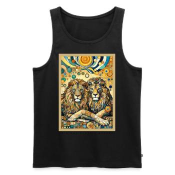 Lions Lion Two Lions - Men's Premium Organic Tank Top - black - Front - AI Model Male 178 light (178cm)