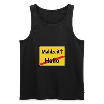Hallo? Mahlzeit! - Männer Premium Bio Tank Top - Schwarz - Vorne - Michal (187cm)