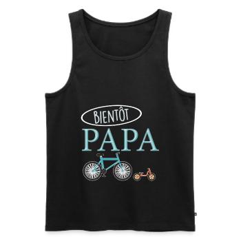 Papa, idée cadeau futur naissance, futur papa - Débardeur bio Premium Homme - noir - Devant - Michal (187cm)