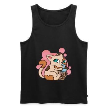 Cat Boba Tea Bubble Tea Anime Kawaii Japonais - Débardeur bio Premium Homme - noir - Devant - Michal (187cm)