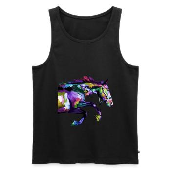 Cheval chevaux doux équitation cadeau idée cadeau - Débardeur bio Premium Homme - noir - Devant - Michal (187cm)