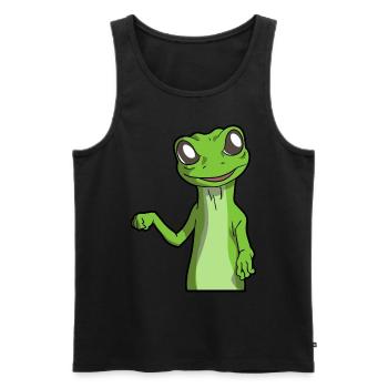 Gecko | Amphibien Haustier Tiere Eidechse Geschenk - Männer Premium Bio Tank Top - Schwarz - Vorne - Michal (187cm)