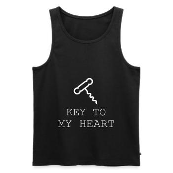Tire-bouchon boire du vin Key to my heart cadeau - Débardeur bio Premium Homme - noir - Devant - Michal (187cm)