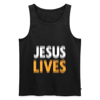 Jesus lebt bibel - Männer Premium Bio Tank Top - Schwarz - Vorne - AI Model Male 178 light (178cm)