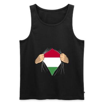 Hongrie Drapeau De l’Union européenne Cadeau - Débardeur bio Premium Homme - noir - Devant - Michal (187cm)