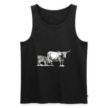 Hochlandrind mit Kalb - Männer Premium Bio Tank Top - Schwarz - Vorne - AI Model Male 178 light (178cm)