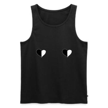 Heart Two Hearts Symbol Two Parts Love Pattern - Men's Premium Organic Tank Top - black - Front - Michal (187cm)