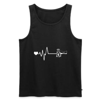 Geld Liebe Puls Herz - Männer Premium Bio Tank Top - Schwarz - Vorne - Michal (187cm)