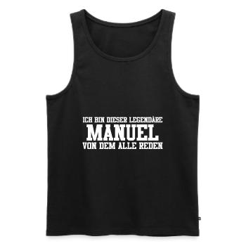 Manuel Name Design - Männer Premium Bio Tank Top - Schwarz - Vorne - AI Model Male 178 light (178cm)