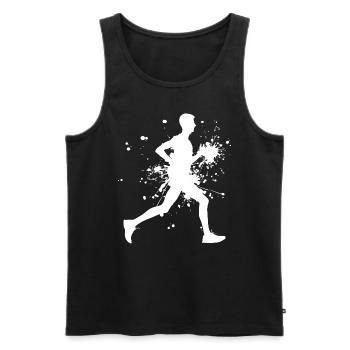 Course à pied de fond, course de jogging de fitness - Débardeur bio Premium Homme - noir - Devant - AI Model Male 178 light (178cm)