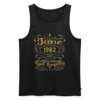 1982 June 1982 Birthday Gift June 1982 June - Men's Premium Organic Tank Top - black - Front - Michal (187cm)