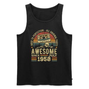 1958 July | Born in July 1958 | July 1958 - Men's Premium Organic Tank Top - black - Front - AI Model Male 178 light (178cm)