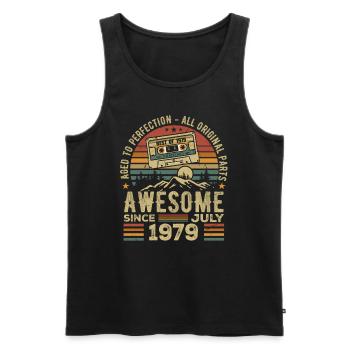 1979 July | Born in July 1979 | July 1979 - Men's Premium Organic Tank Top - black - Front - AI Model Male 178 light (178cm)