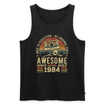 1984 July | Born in July 1984 | July 1984 - Men's Premium Organic Tank Top - black - Front - AI Model Male 178 light (178cm)