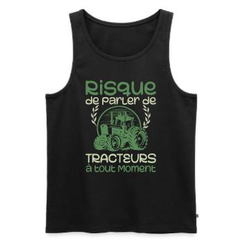 Risk of talking about tractors at any time - Men's Premium Organic Tank Top - black - Front - AI Model Male 178 light (178cm)