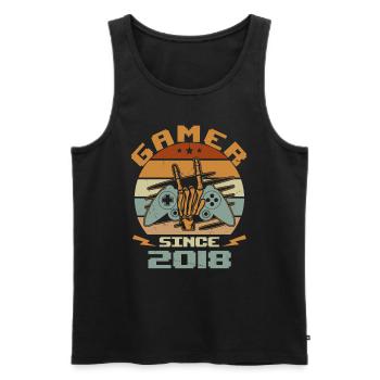 Gamer seit 2018 - Gaming-Jubiläumsgeschenk 2018 - Männer Premium Bio Tank Top - Schwarz - Vorne - AI Model Male 178 light (178cm)