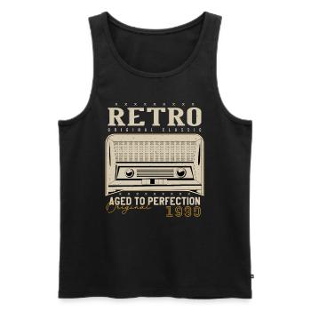 Rétro 1980 Cadeau Anniversaire 1980 Millésime 1980 - Débardeur bio Premium Homme - noir - Devant - Michal (187cm)