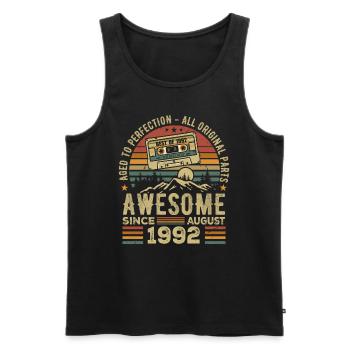 Geboren im August 1992 Geburtstagsgeschenk August 1992 August - Männer Premium Bio Tank Top - Schwarz - Vorne - Michal (187cm)