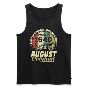 August 1940 Vintage 1940's August Birthday Gift - Men's Premium Organic Tank Top - black - Front - Michal (187cm)