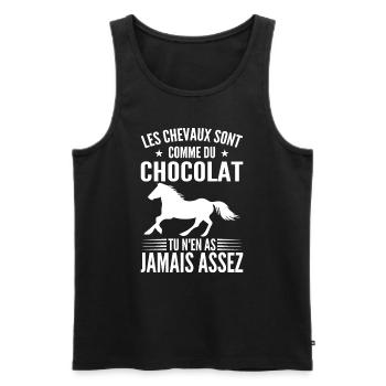 Les Chevaux Sont Comme Du Chocolat | Cavalière - Débardeur bio Premium Homme - noir - Devant - Michal (187cm)