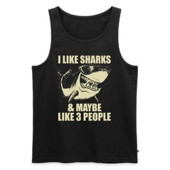 Funny Shark Design For Men Women Kids Shark Lover - Débardeur bio Premium Homme - noir - Devant - Michal (187cm)