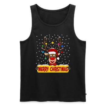 Joyeux Noël Renne - Débardeur bio Premium Homme - noir - Devant - Michal (187cm)