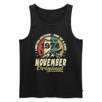 November 1974, November 1974 Geburtstagsgeschenk - Männer Premium Bio Tank Top - Schwarz - Vorne - Michal (187cm)