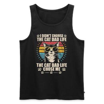 I didn't choose the cat dad life - Débardeur bio Premium Homme - noir - Devant - AI Model Male 178 light (178cm)