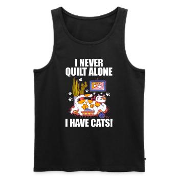 I never quilt alone. I have cats! - Men's Premium Organic Tank Top - black - Front - Michal (187cm)