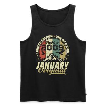 Birthday January 2009 - Original January 2009 - Men's Premium Organic Tank Top - black - Front - AI Model Male 178 light (178cm)