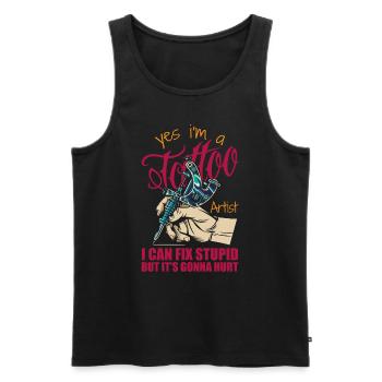 Ja, ich bin ein Tätowierer, ich kann dumm reparieren, aber es ist - Männer Premium Bio Tank Top - Schwarz - Vorne - Michal (187cm)