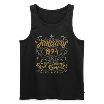 Janvier Cadeau D'anniversaire Nées En Janvier 1974 - Débardeur bio Premium Homme - noir - Devant - Michal (187cm)