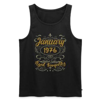 Janvier Cadeau D'anniversaire Nées En Janvier 1976 - Débardeur bio Premium Homme - noir - Devant - Michal (187cm)