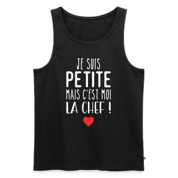 Je suis petite mais c'est moi la chef - Débardeur bio Premium Homme - noir - Devant - Michal (187cm)
