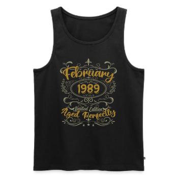 Gift idea February 1989 birthday February 1989 - Men's Premium Organic Tank Top - black - Front - AI Model Male 178 light (178cm)