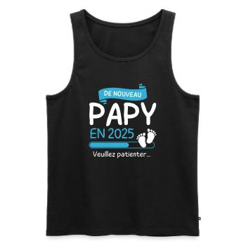 De Nouveau Papy en 2025 cadeau futur Papi - Débardeur bio Premium Homme - noir - Devant - Michal (187cm)