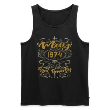 Born in May 1974 Birthday May 1974 bday may 1974 - Men's Premium Organic Tank Top - black - Front - AI Model Male 178 light (178cm)
