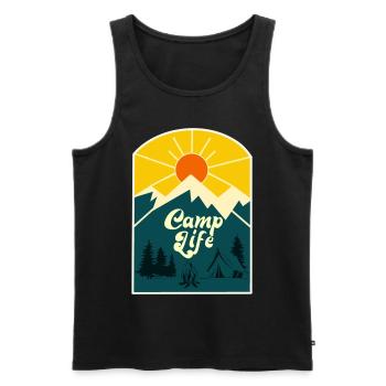 Camp Life - Men's Premium Organic Tank Top - black - Front - AI Model Male 178 light (178cm)