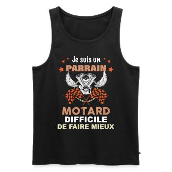 Parrain Motard Difficile De Faire Mieux - Débardeur bio Premium Homme - noir - Devant - Michal (187cm)