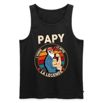Papy le mythe la legende Fête Grand-Pères - Débardeur bio Premium Homme - noir - Devant - Michal (187cm)
