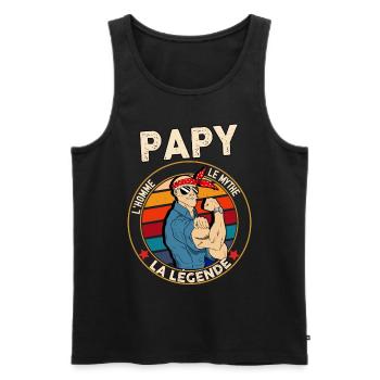Papy le mythe la legende Humour Fête Grand-Pères - Débardeur bio Premium Homme - noir - Devant - Michal (187cm)