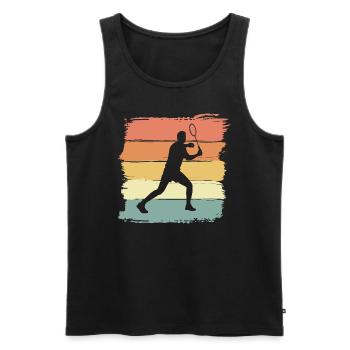 Badminton Retro Vintage Badminton Gift - Men's Premium Organic Tank Top - black - Front - AI Model Male 178 light (178cm)