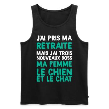Retraite Homme Femme Et Animaux De Compagnie - Débardeur bio Premium Homme - noir - Devant - Michal (187cm)