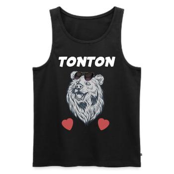 Tonton Ours Idée Cadeau Homme Oncle - Débardeur bio Premium Homme - noir - Devant - Michal (187cm)