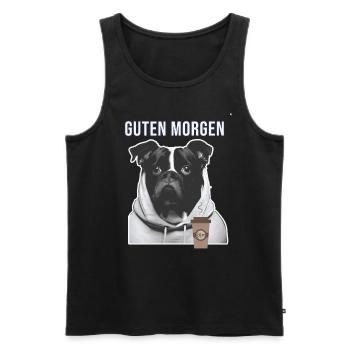 Hund mit Hoodie Guten Morgen Kaffee - Männer Premium Bio Tank Top - Schwarz - Vorne - Michal (187cm)
