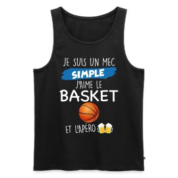 Citation basketball Cadeau humour homme basket - Débardeur bio Premium Homme - noir - Devant - Michal (187cm)